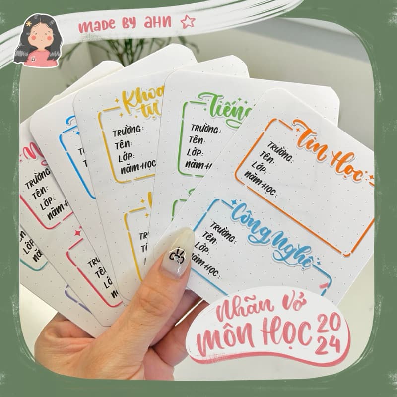 [UPDATE 2026] NHÃN VỞ MÔN HỌC 202 - Kiểu chữ Calligraphy - IN TÊN RIÊNG theo yêu cầu - MADE BY AHN