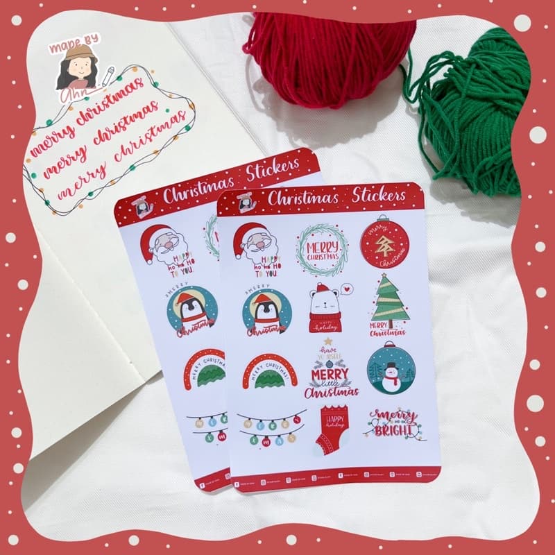 Christmas Sticker dễ thương trang trí sổ tay, BulletJournal, làm quà tặng Giáng Sinh - MADE BY AHN thiết kế